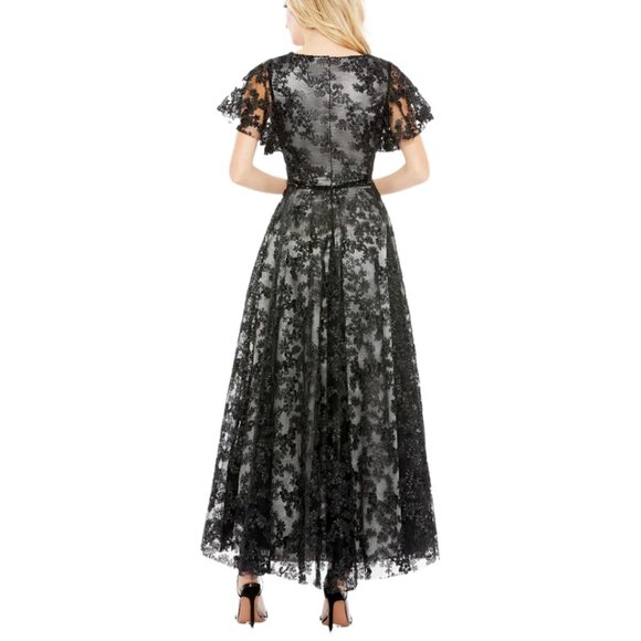 Mac Duggal 11327 Womens Size 12 Black Floral Embroidery Aline‎ Maxi Dress - Picture 4 of 4